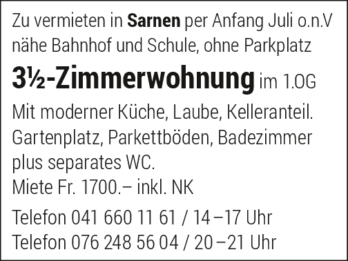 3.5 Zi-Wohnung, Sarnen