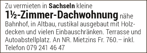1.5 Zi-Dachwohnung, Sachseln