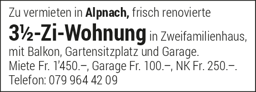 3.5 Zi-Wohnung, Alpnach