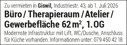 Büro, Raum, Atelier 62 m2, Giswil
