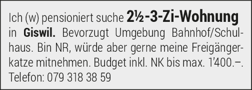 2.5-3 Zi-Wohnung gesucht, Giswil