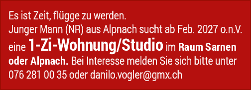 1 Zi-Wohnung/Studio gesucht, Alpnach