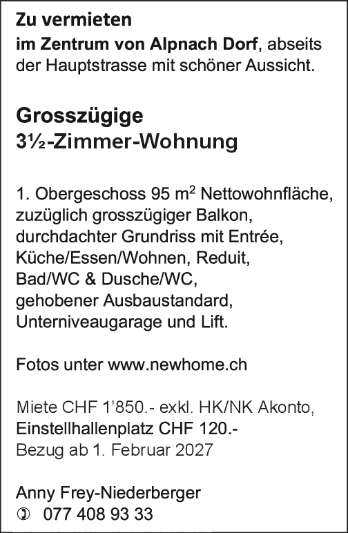 3.5 Zi-Wohnung, Alpnach