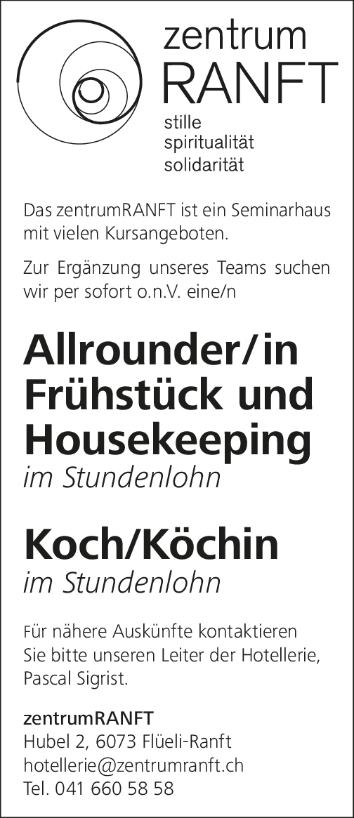 Allrounder/in Houskeeping / Koch