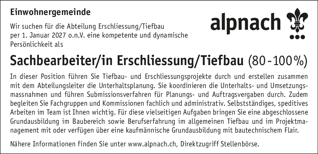 Sachb. Erschliessung/Tiefbau