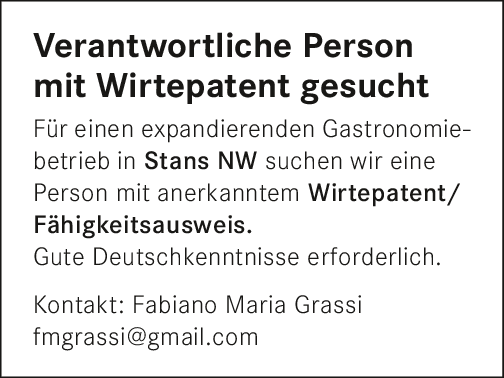 Person mit Wirtepatent