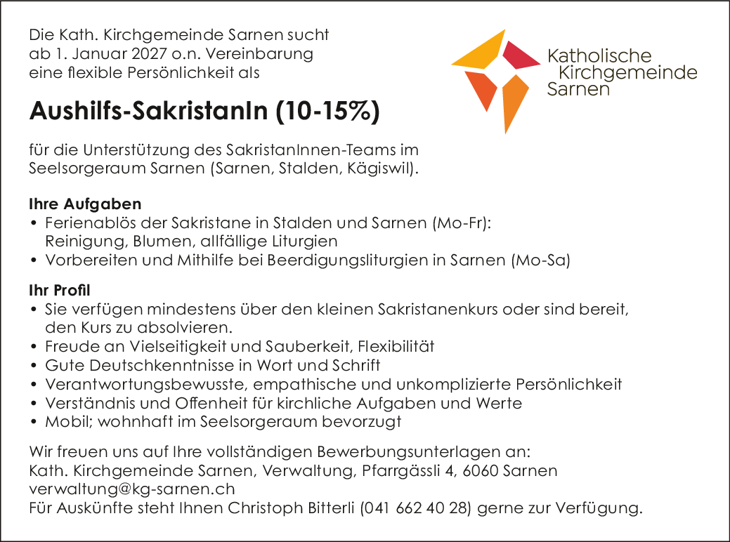 Aushilfs-Sakristan/in