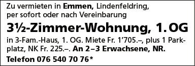 3.5 Zi Wohnung, Emmen