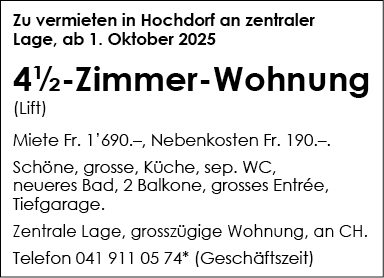 4.5 Zi Wohnung, Hochdorf
