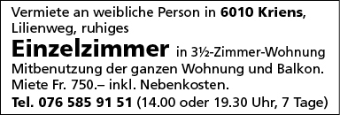 Einzelzimmer, Kriens
