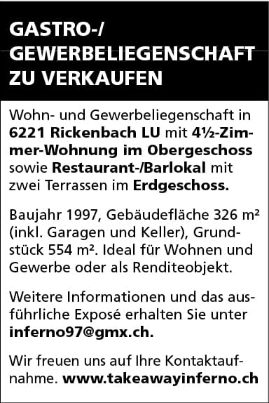 Gastro-/Gewerbeliegenschaft zu verkaufen