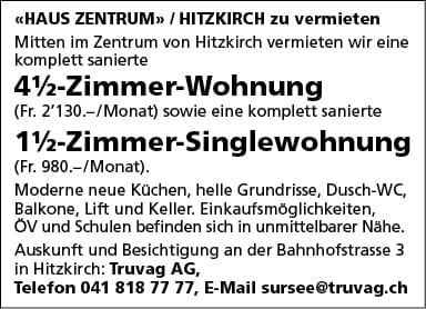4.5 Zi-Whg + 1.5 Zi-Whg, Hitzkirch