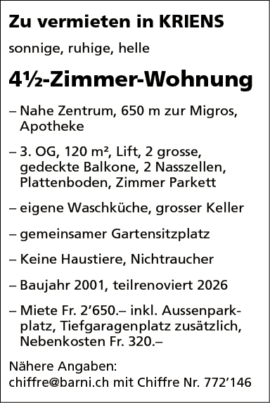 4.5 Zi-Wohnung, Kriens