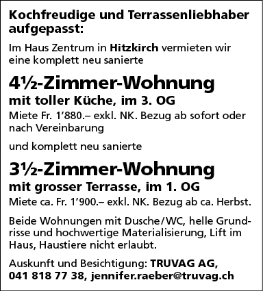3.5 Zi- + 4.5 Zi-Wohnung, Hitzkirch