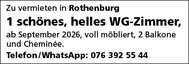2 helle WG Zimmer, Rothenburg
