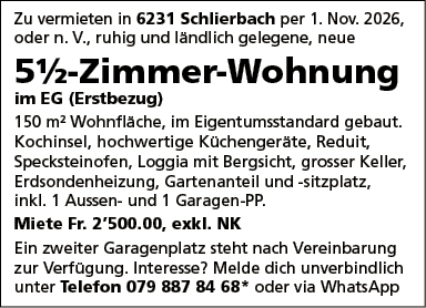 5.5 Zi-Wohnung im EG, Schlierbach