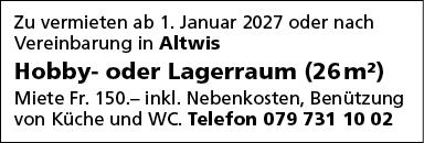 Hobby-.oder Lagerraum, Altwis