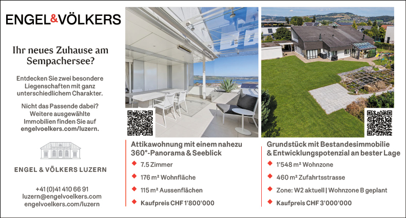 Attikawohnung und Grundstück, Sempachersee