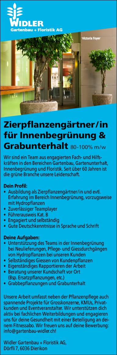 Zierpflanzengärtner/in