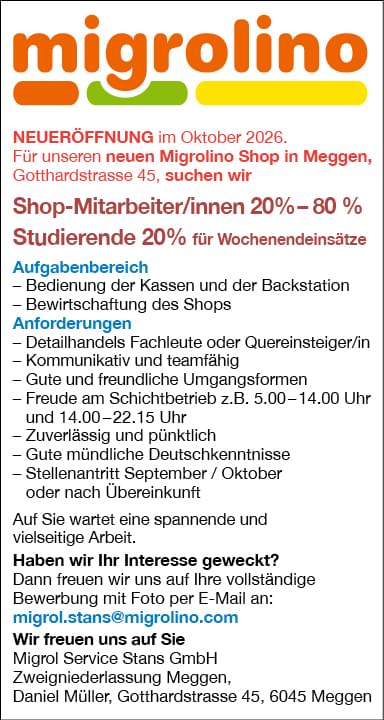 Shop Mitarbeiter/in 20-80%