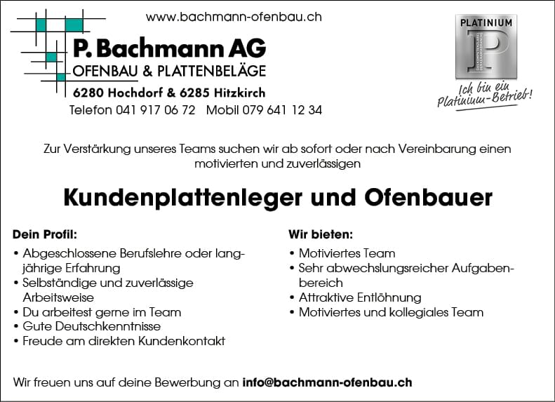 Kundenplattenleger und Ofenbauer