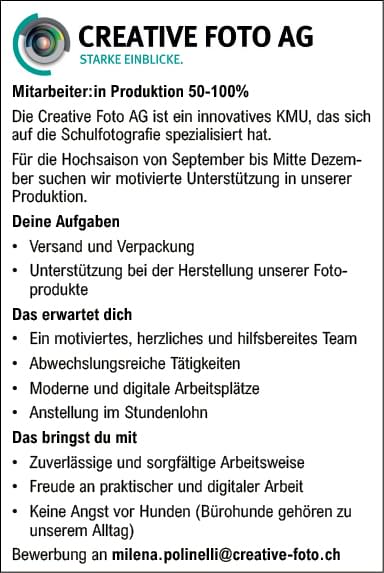 Mitarbeiter/in Produktion 50-100%