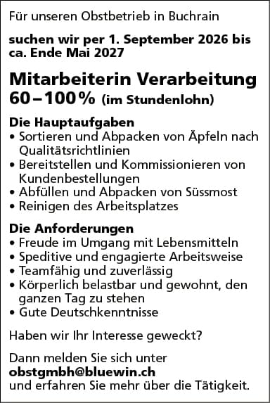 Mitarbeiter/in Verarbeitung
