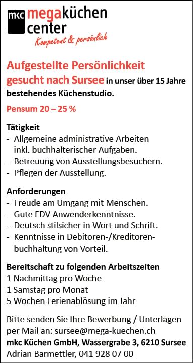 Aufgestellte Persönlichkeit gesucht nach Sursee