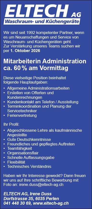 Mitarbeiterin Administration ca. 60%