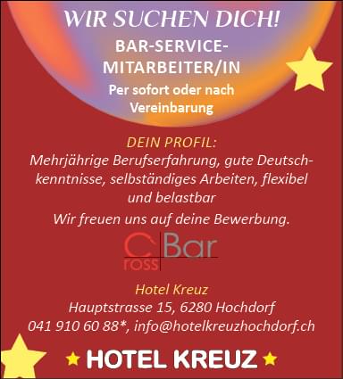 Bar-/Service Mitarbeiter/in 80-100%