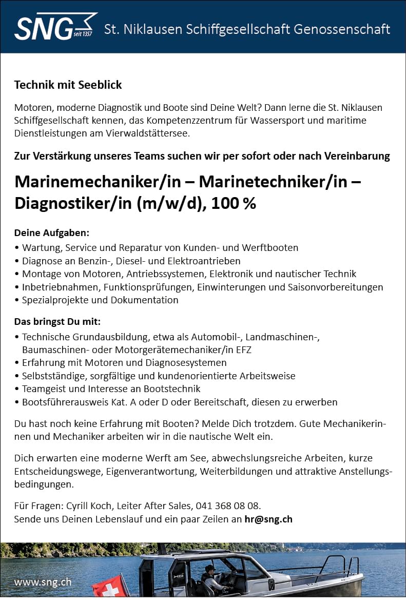 Marinemechaniker/in / Marinetechniker/in / Diagn.