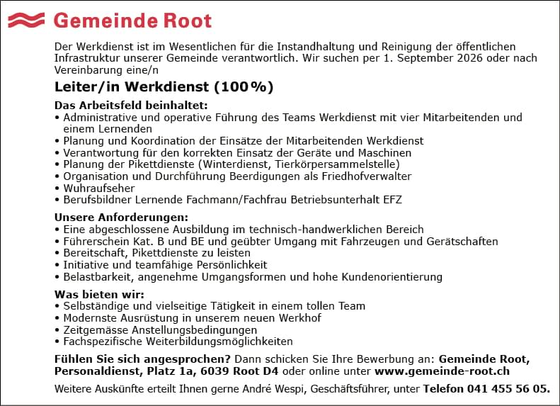 Leiter Werkdienst (100%)