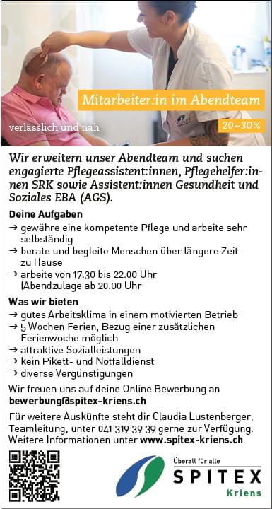 Mitarbeiter/in im Abendteam
