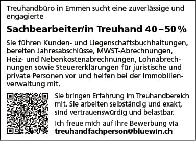 Sachbearbeiter/inTreuhand 40-50%