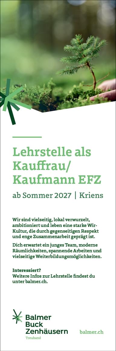 Lehrstelle als Kauffrau / Kaufmann EFZ