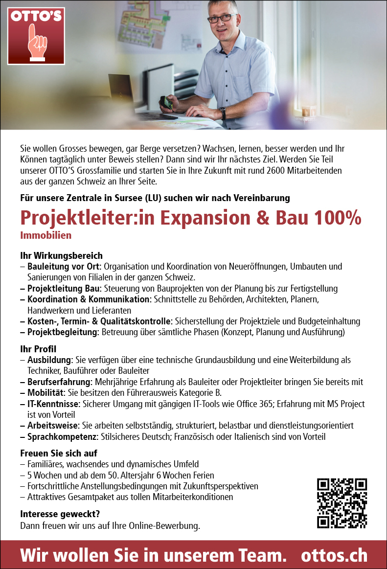 Projektleiter/in Expansion & Bau