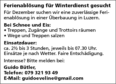 Ferienablösung Winterdienst