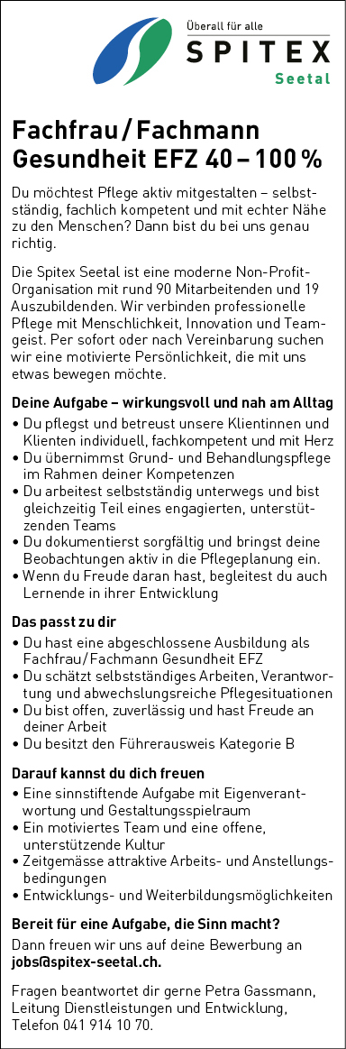Fachfrau/Fachmann Gesundheit EFZ