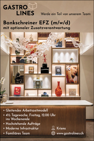 Bankschreiner EFZ (m/w/d)