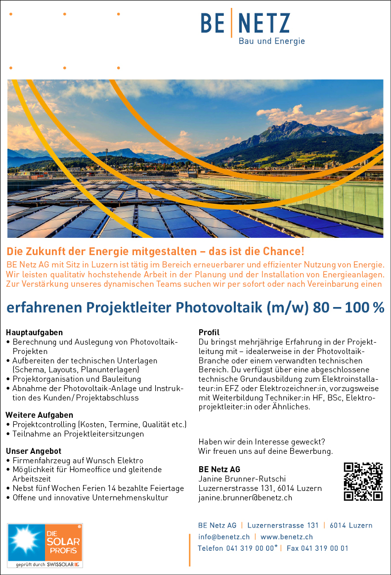 Projektleiter Photovoltaik (m/w)
