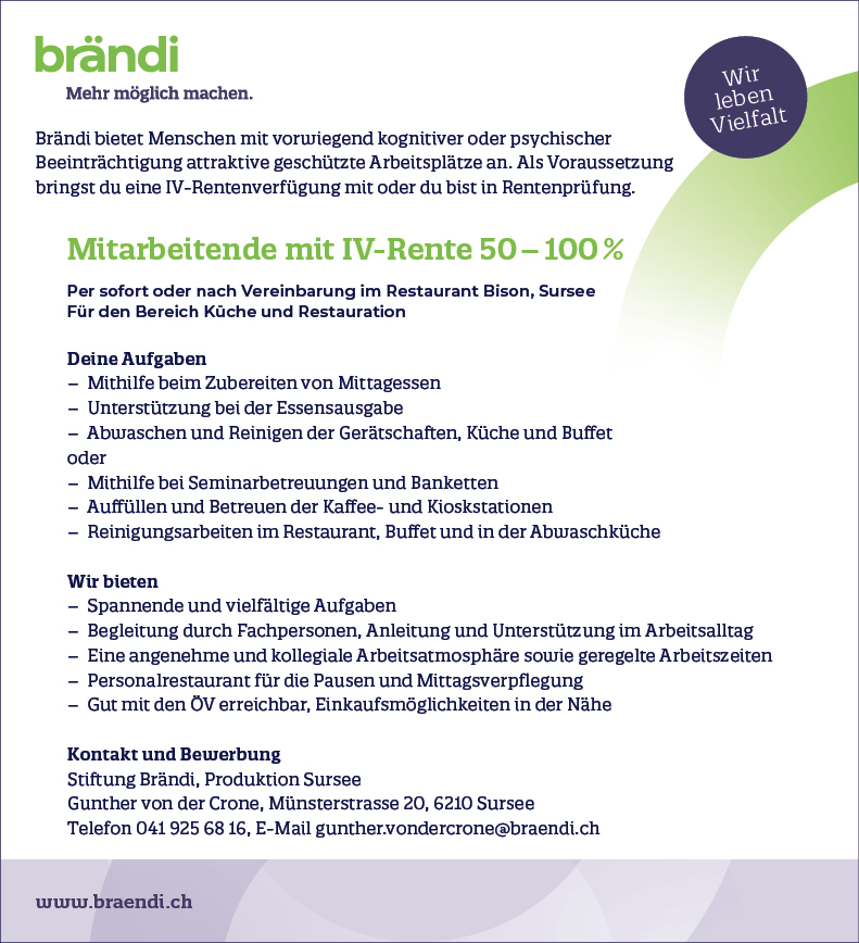 Mitarbeitende mit IV-Rente 50-100%