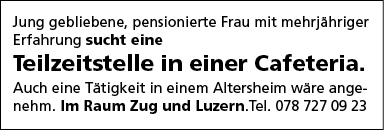 sucht Teilzeitjob Cafeteria