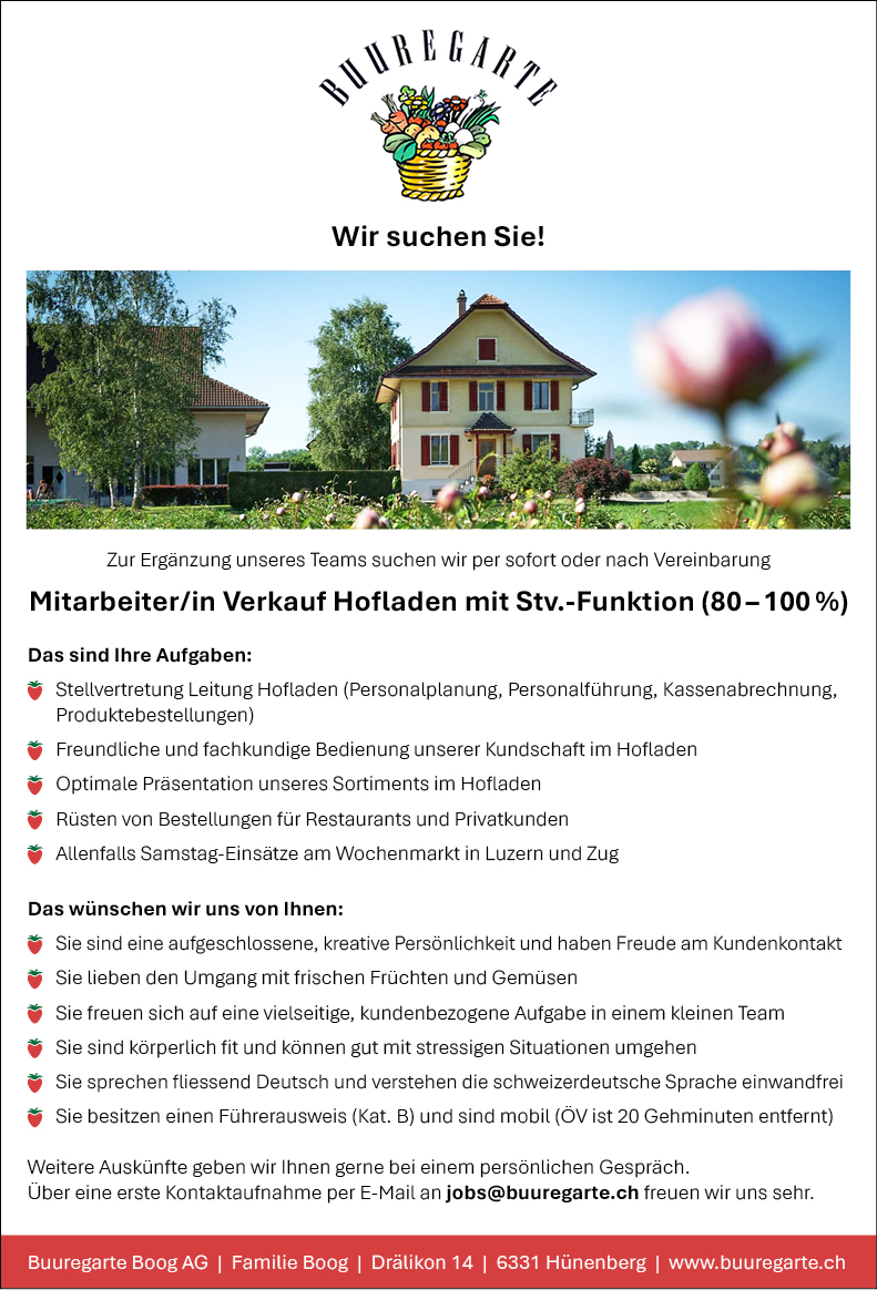 Mitarbeiter/in Verkauf Hofladen