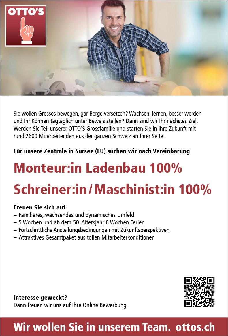 Monteur/in, Schreiner/in, Maschinist/in