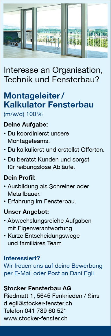 Montageleiter / Kalkulator Fensterbau