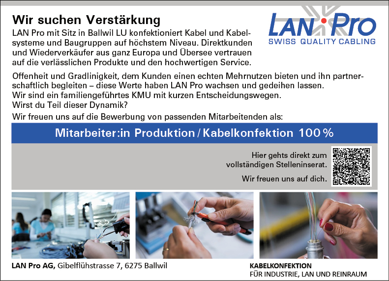 Mitarbeiter:in Produktion / Kabelkonfektion 100%