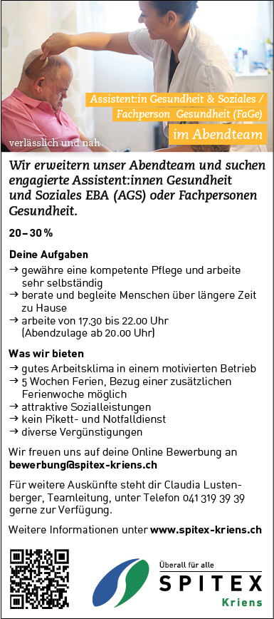 Mitarbeiter/in im Abendteam