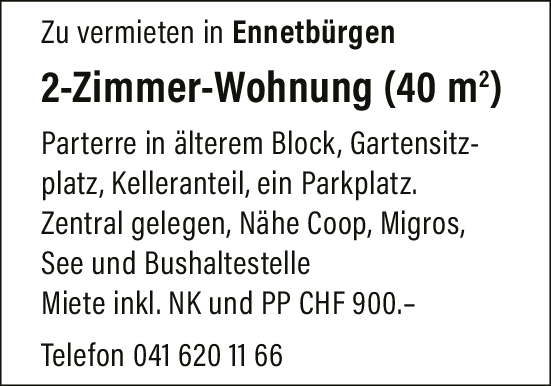 2 Zi-Wohnung, Ennetbürgen