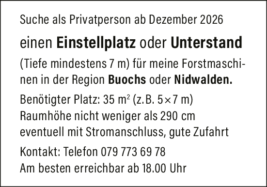Einstellplatz/Unterstand, Nidwalden