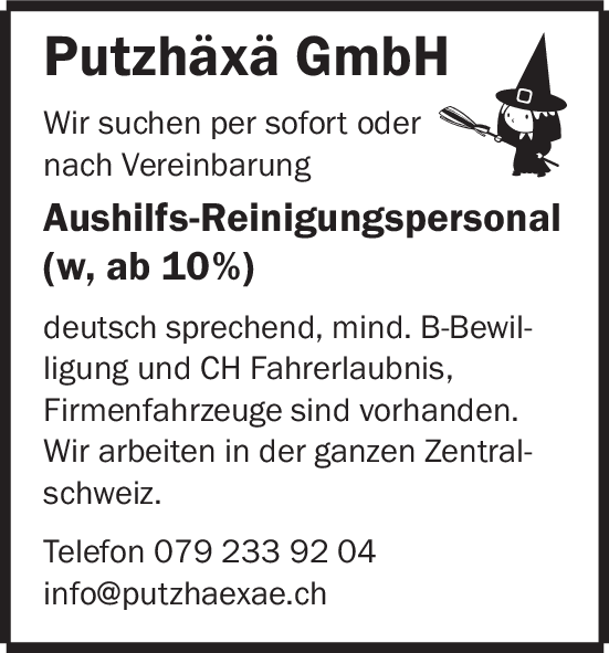 Aushilfs Reinigungspersonal